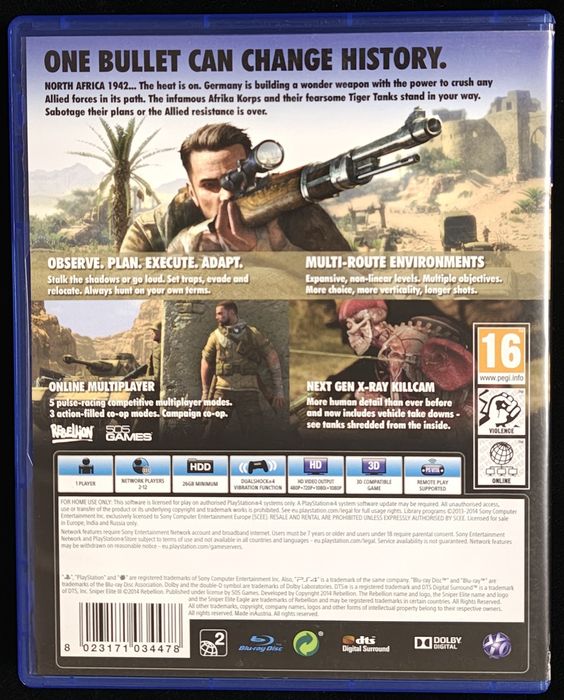 Sniper Elite III Afrika PL na PS4 i PS5 Gra po polsku w BDB stanie