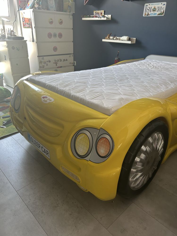 Łóżko samochód sleep car żółte