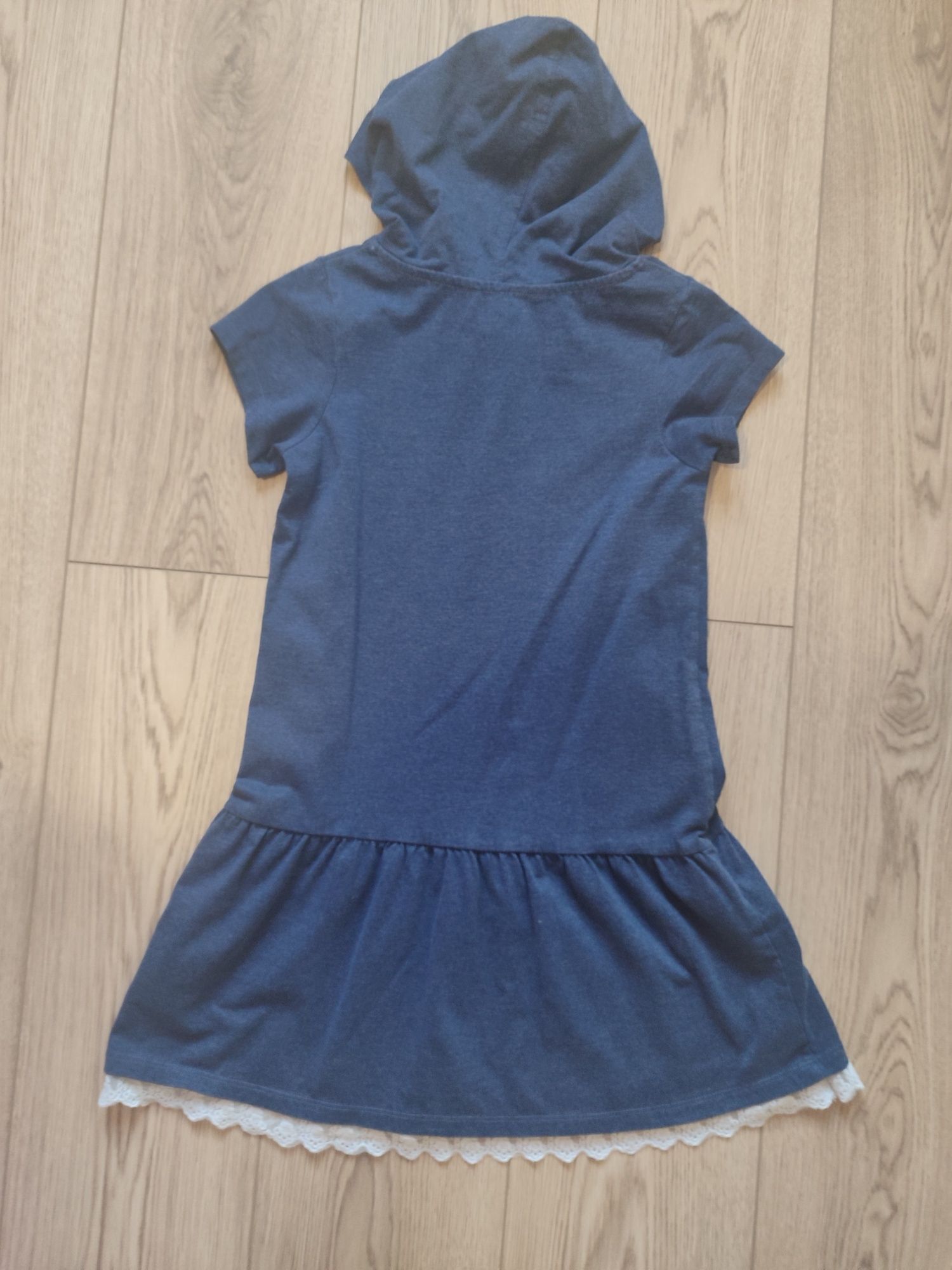 H&M sukienka T-shirt z kapturem 134-140 (8-10 lat) stan IDEALNY