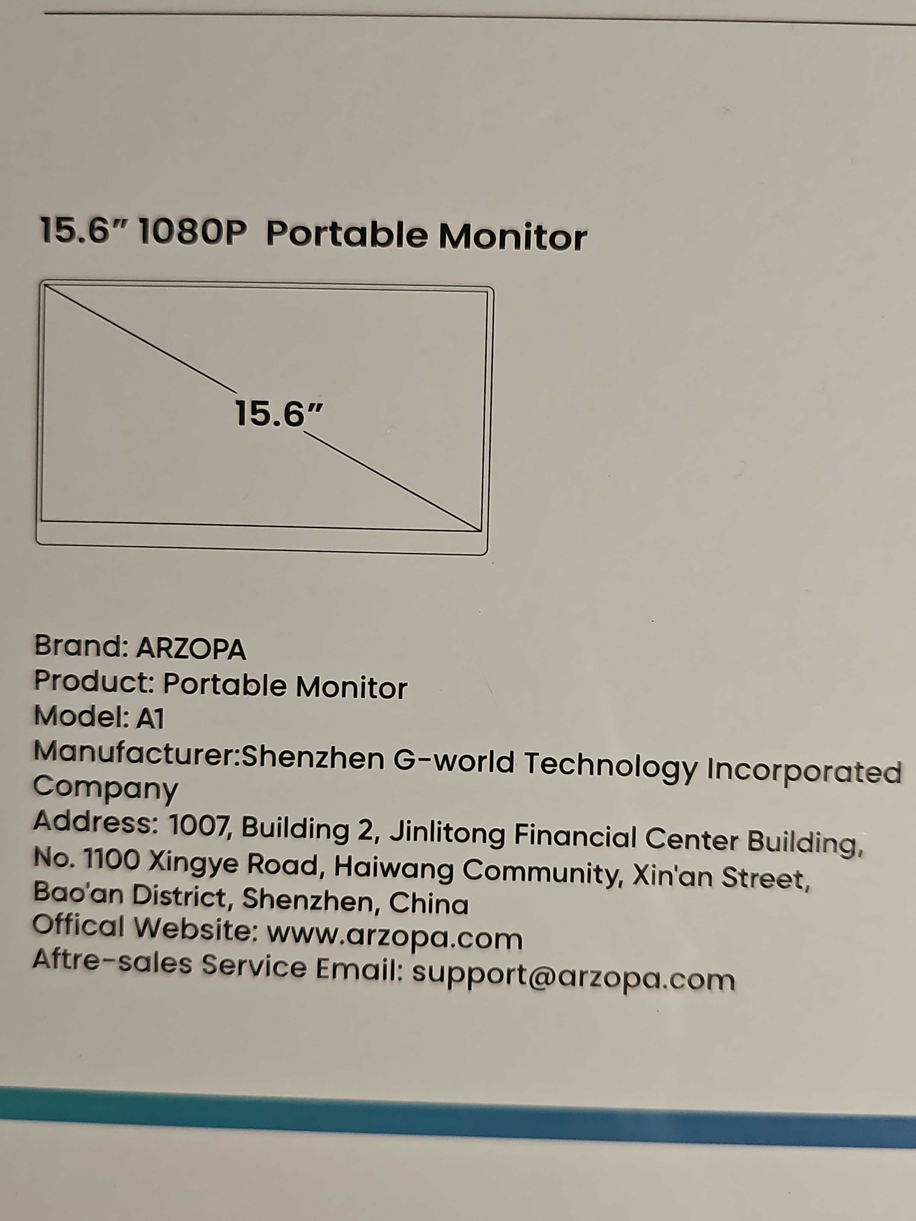 Monitor Arzopa 15,6" A1 (66843)
Przekątna monitora: 15,6 cala,