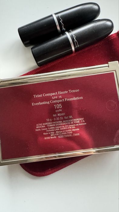 Сет пудра clarins + 2 помади mac