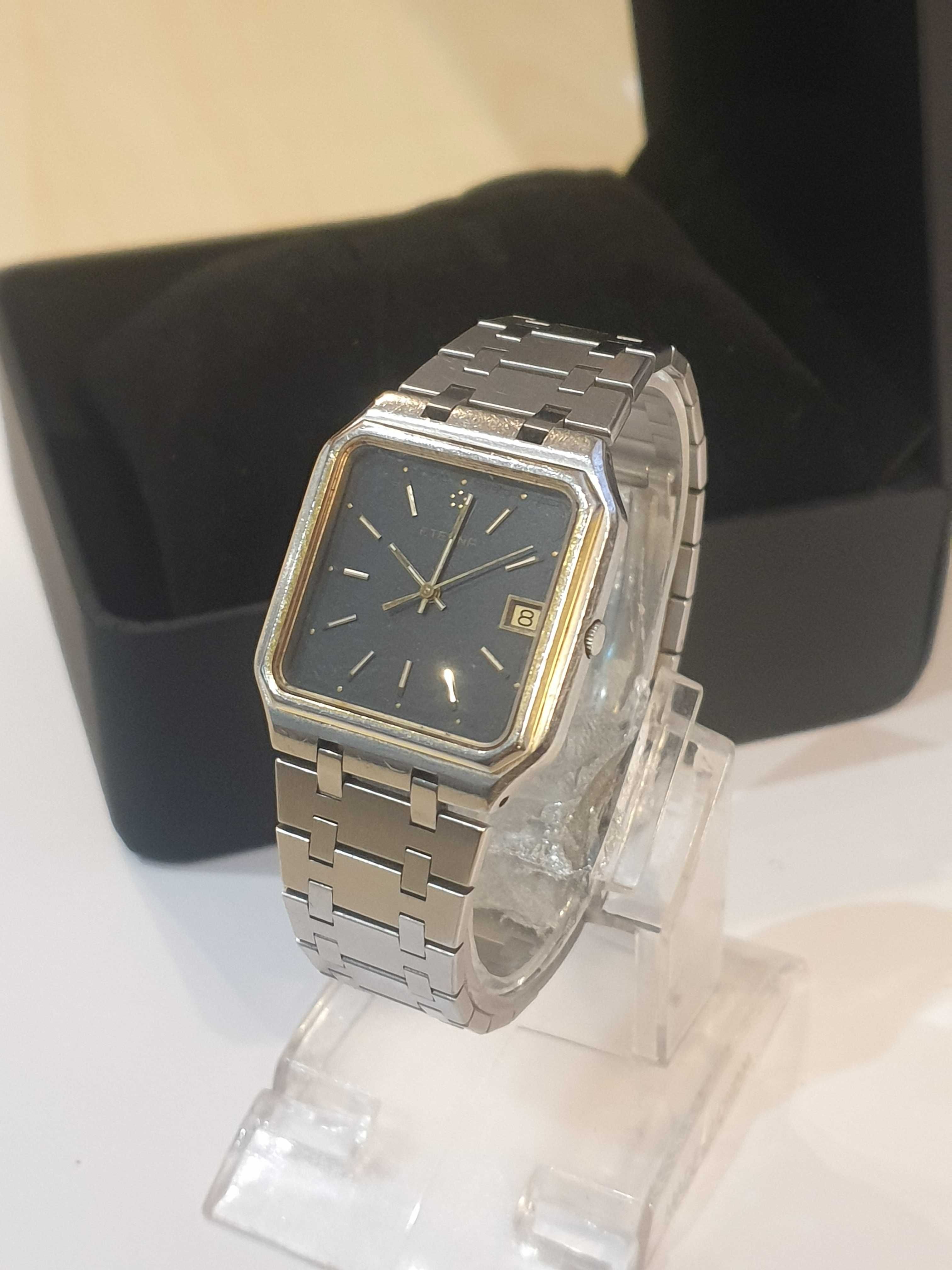 Vintage ETERNA Q meski zegarek kwarcowy na bransolecie swiss made