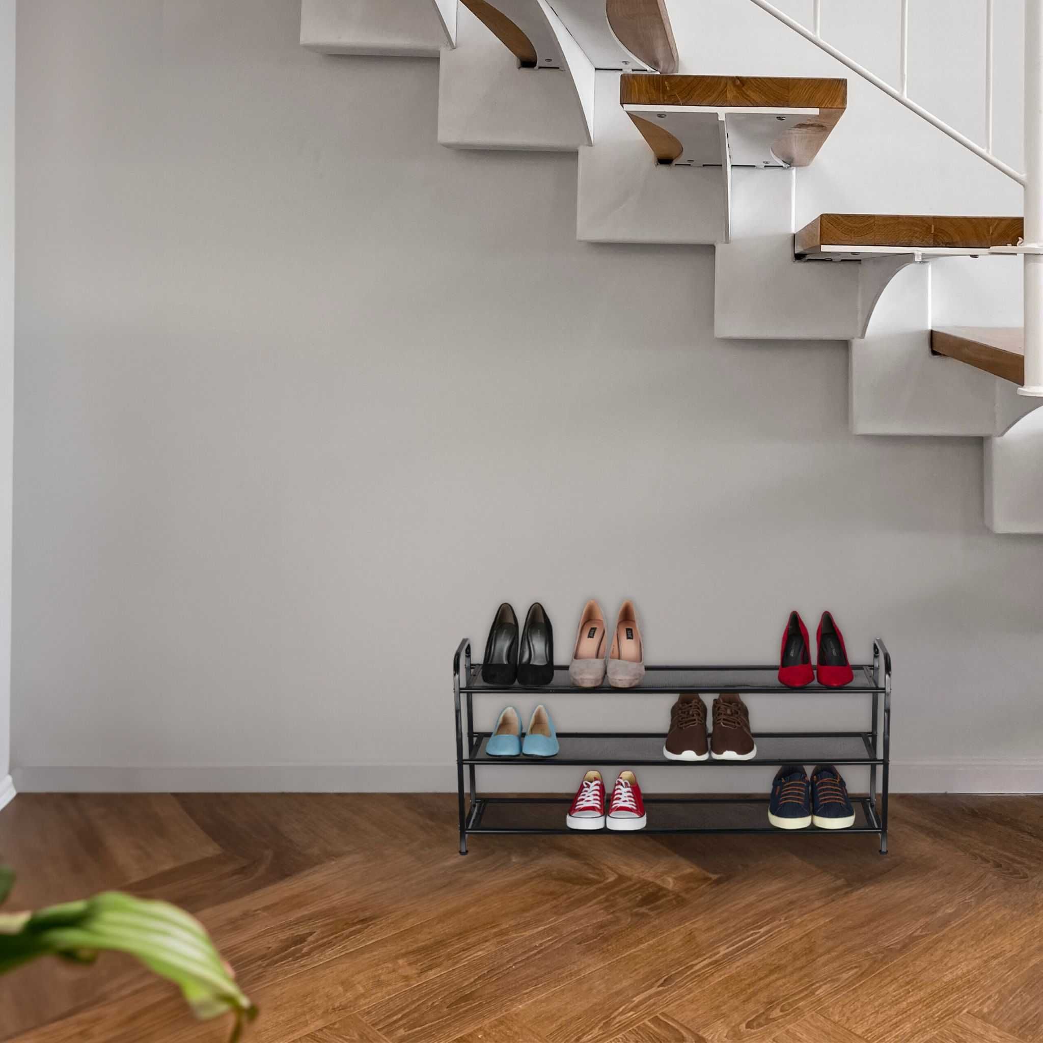 Regał metalowy na buty 12 par czarny Relaxdays