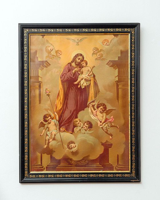 Obraz przedstawiający scenkę o charakterze religijnym.