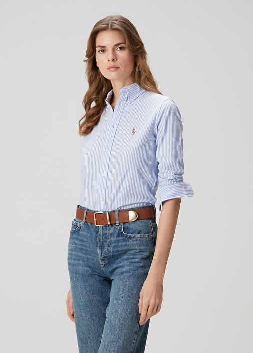 Женская рубашка Polo Ralph Lauren Fit Blue Striped Oxford (Л)