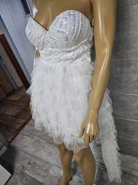 Nowa z metką suknia ślubna z cekinami długi tył rozm M