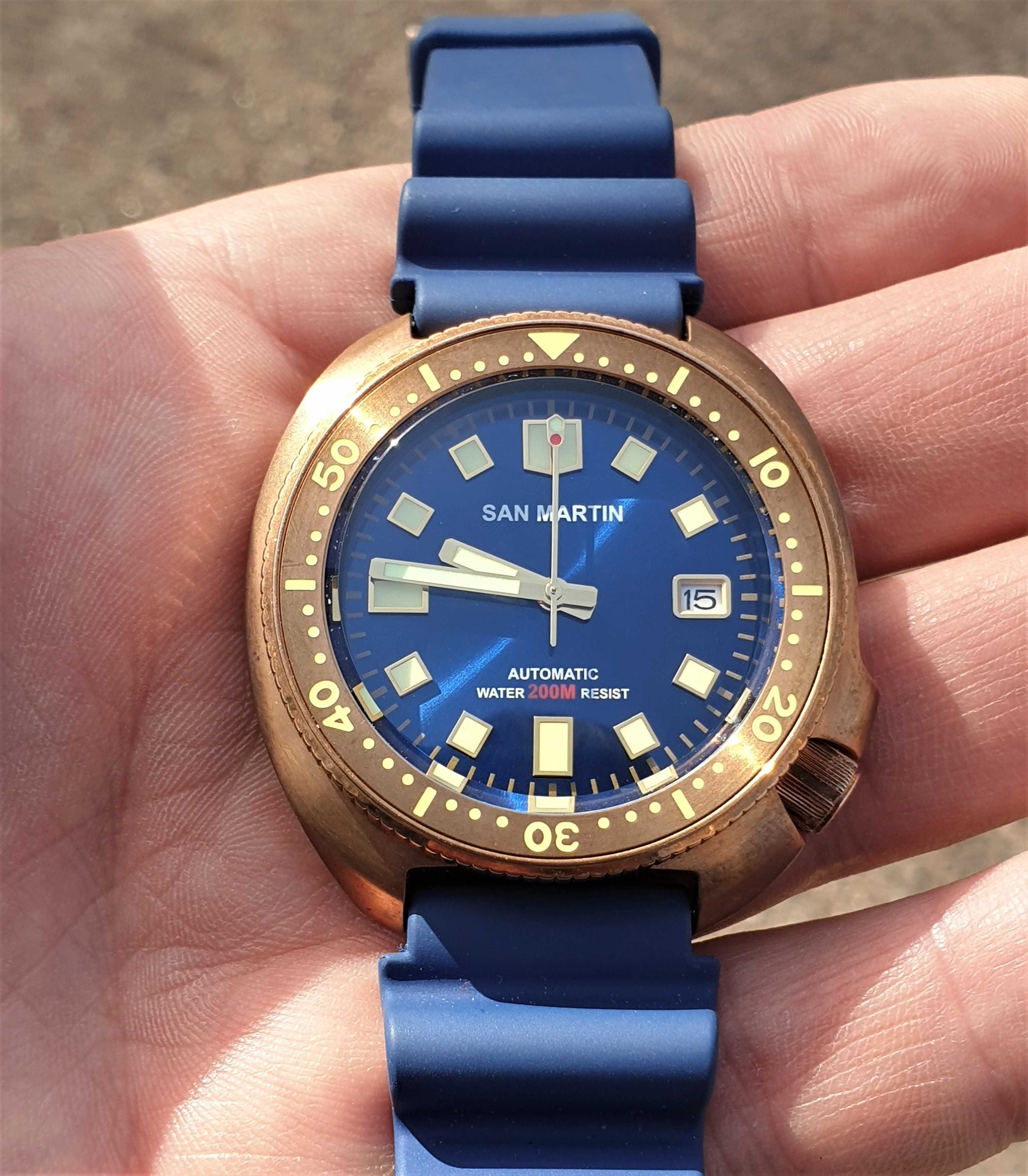 Чоловічий годинник часы San Martin 200m Sapphire Captain WillardBronze