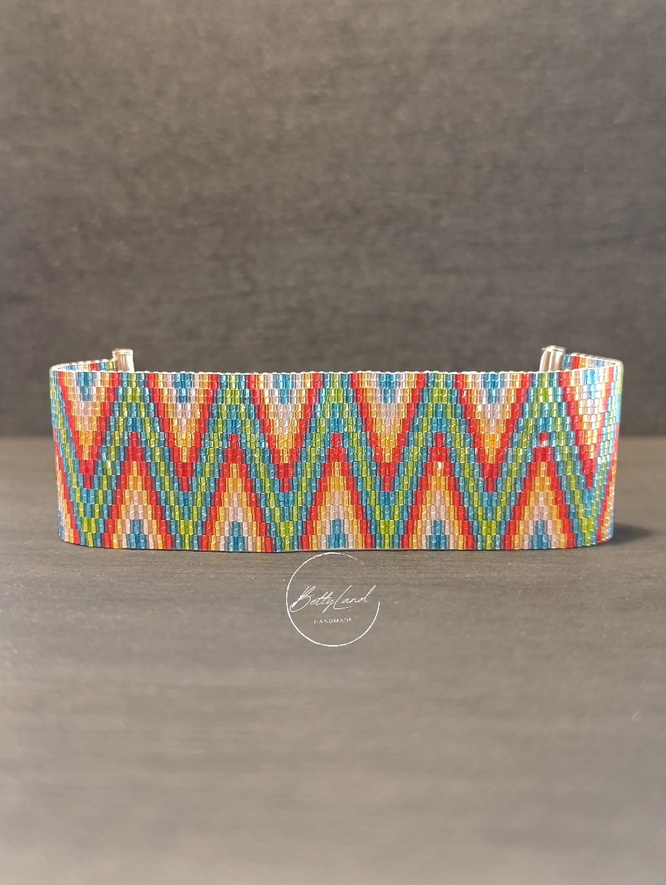 Szeroka, kolorowa bransoletka z koralików - handmade