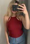 Bordowy krótki top halter 36 S 38 M