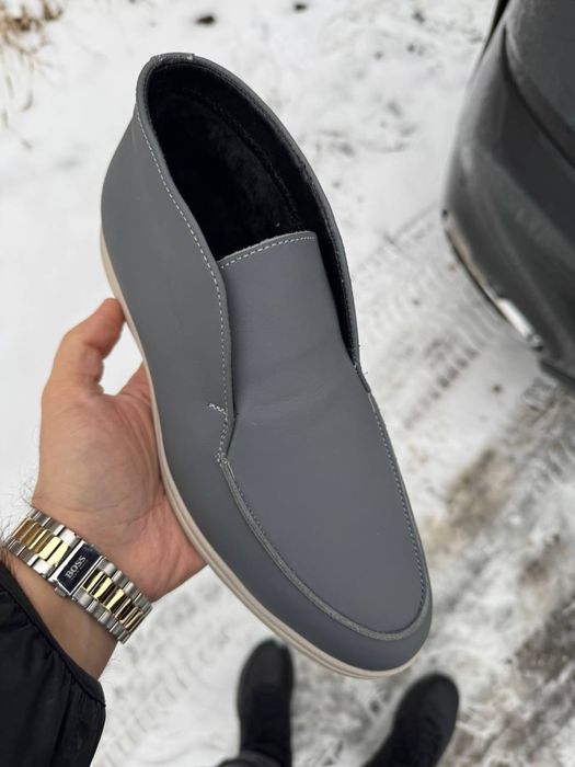 Чоловічі Нові шкіряні лофери, зимові, ХУТРО 41й 27см