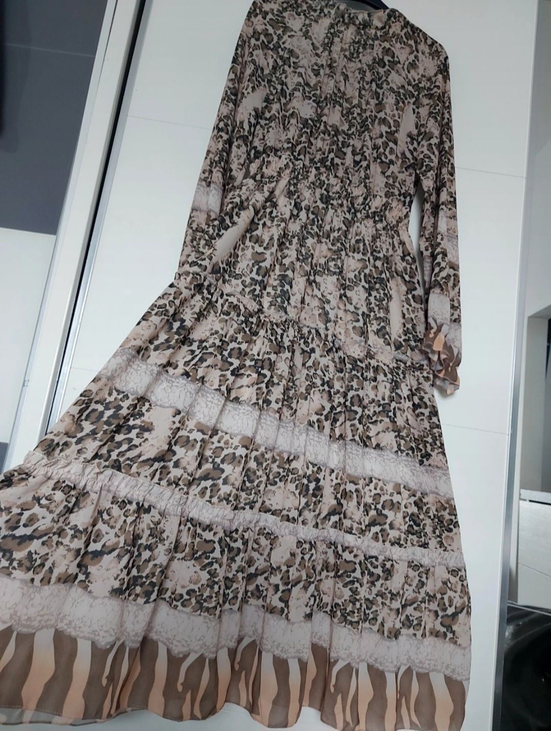 Włoska wzorzysta długa sukienka boho r.Uniwersalny