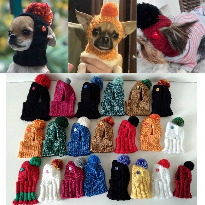 капор в'язана шапка для собак мілкої породи чихуахуа той терьер йорк