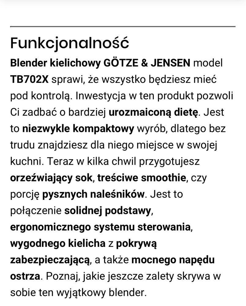 Blender kielichowy Götze& Jensen 1200 W