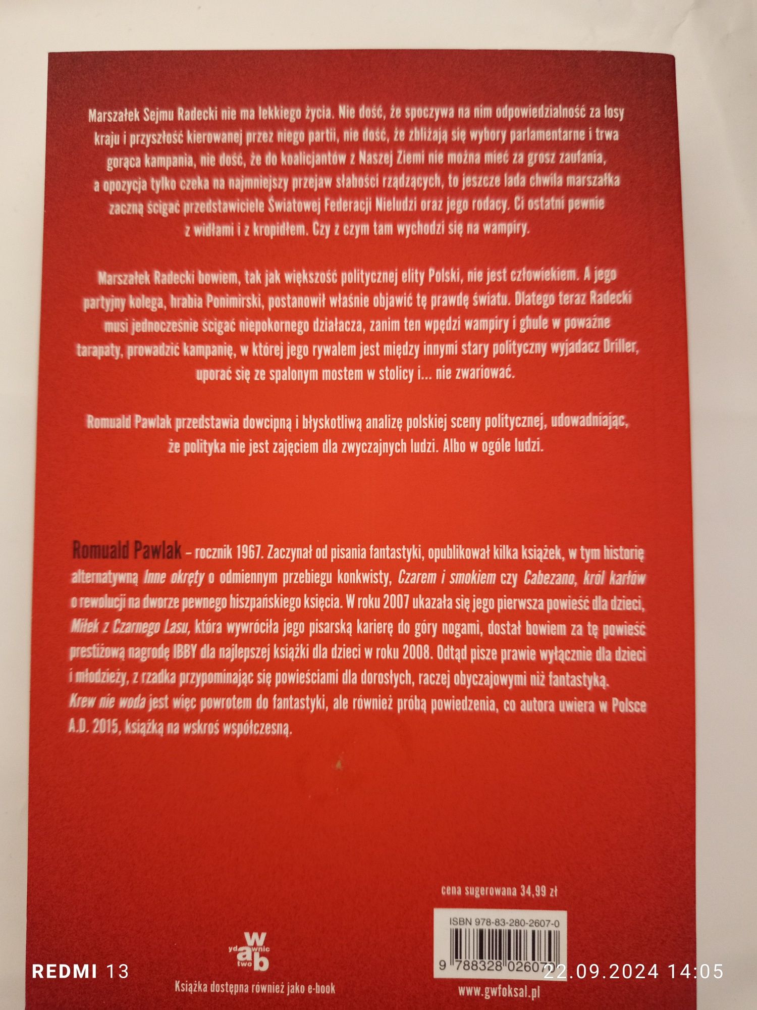 Książka Romualda Pawlak  Krew nie woda