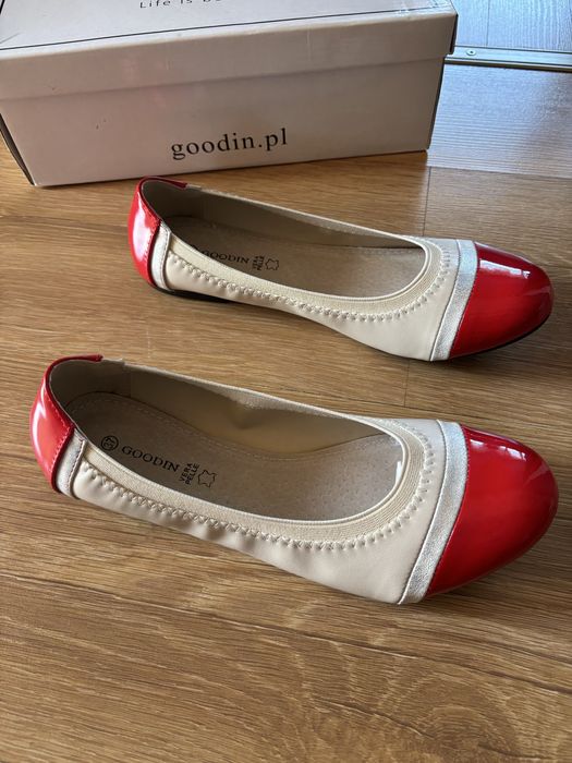 Baleriny damskie 37 Goodin beżowo-czerwone