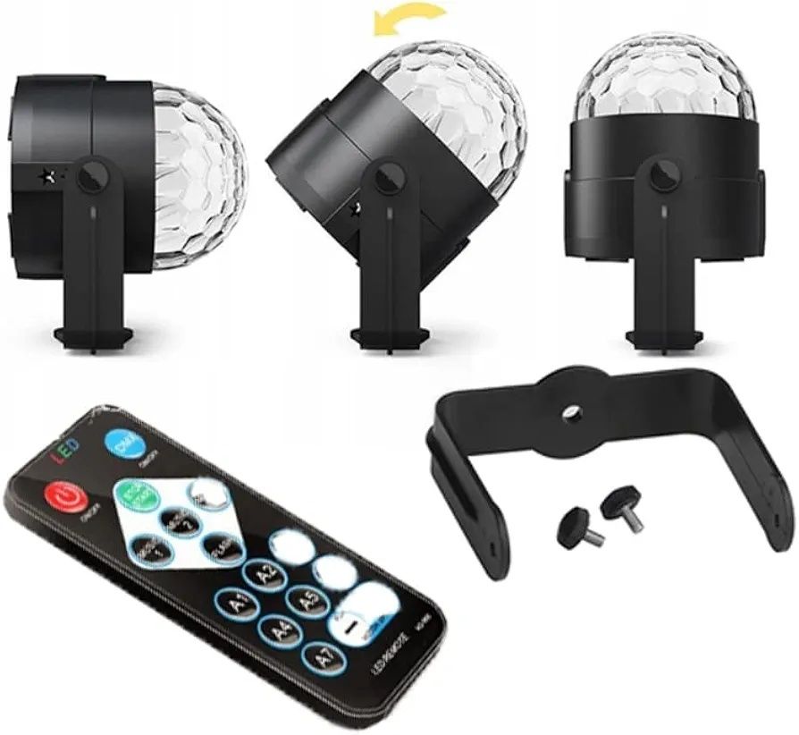 Lampka disco Kula dyskotekowa z pilotem 3 kolory 7 opcji świecenia
