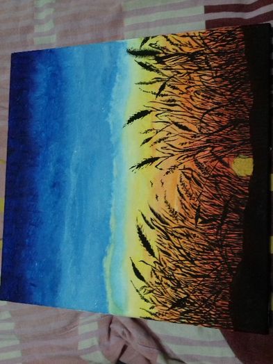 Картина "Захід сонця", КОШТИ ДЛЯ ЗСУ, 30×30 , акрил