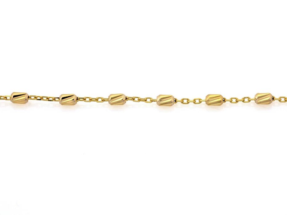 Złoty naszyjnik z elementami ozdobnymi diamentowane walce próba 375