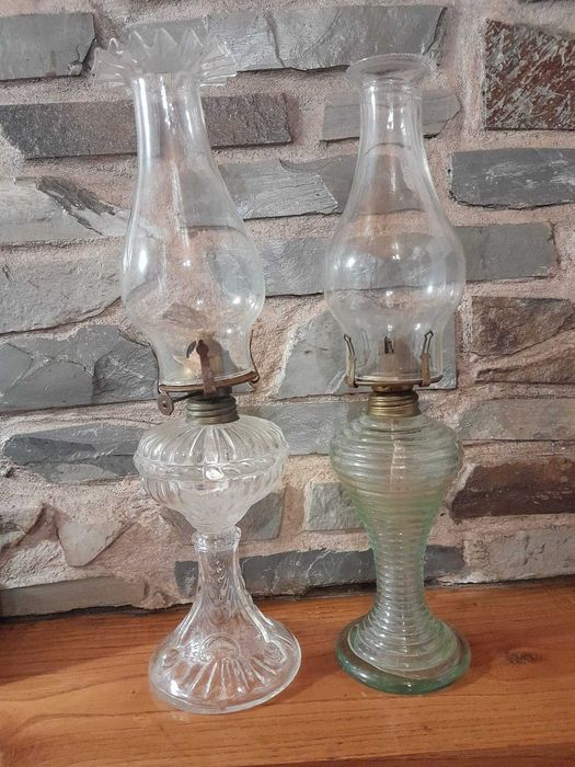 Lamparinas antigas em vidro (conjunto de 2) – decoração vintage