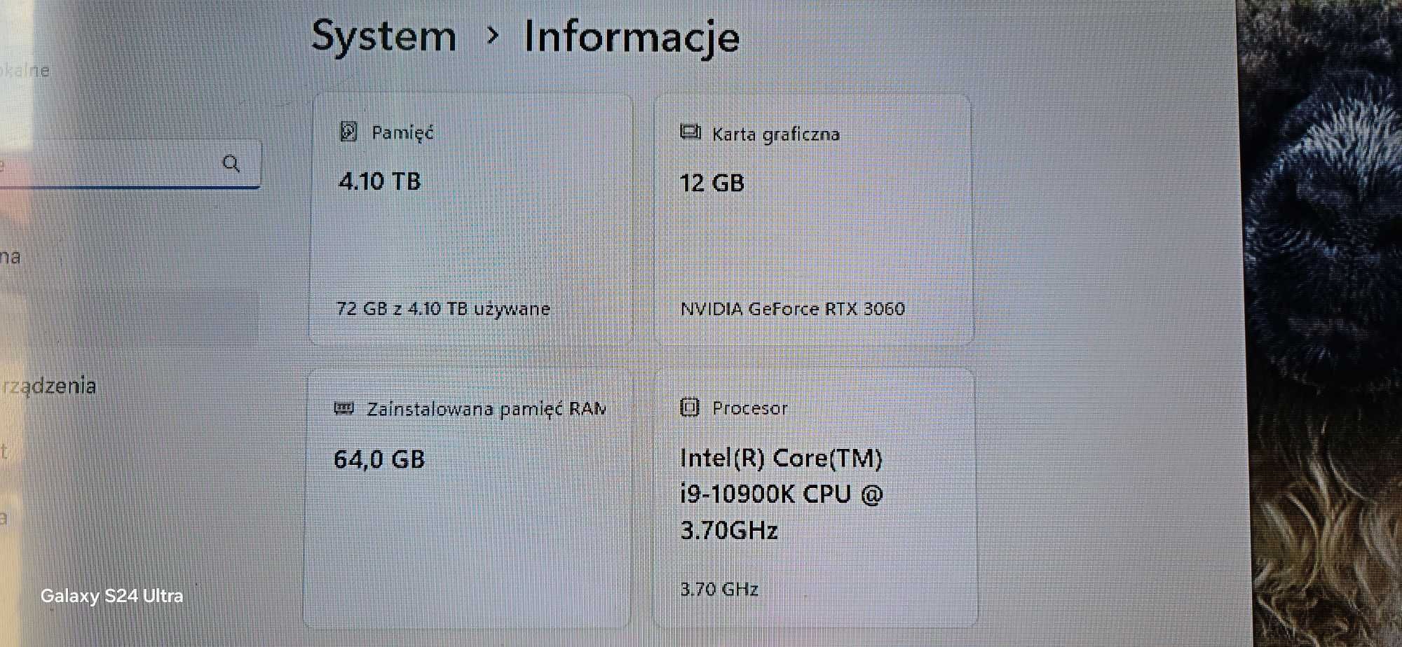 Komputer stacjonarny i9/RTX3060 12GB/64gb/4.5 T