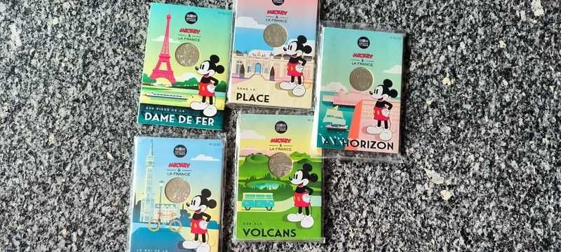 Lote 5 moedas de 10€ - França Mickey - prata