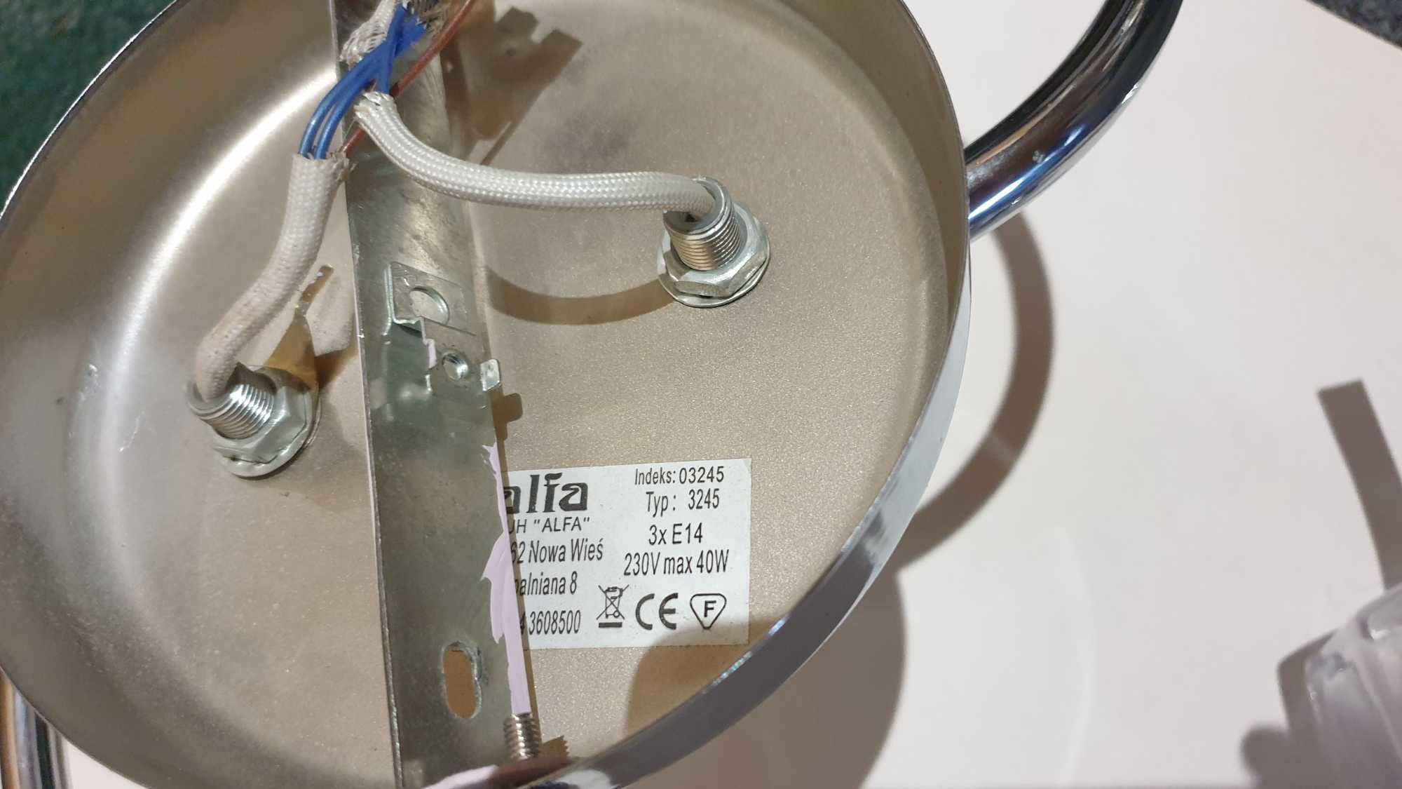 Kinkiet żyrandol 3x e14 ladny szkło