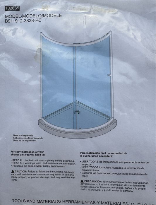 Nowa kabina prysznicowa narożna, półokrągła 90x90