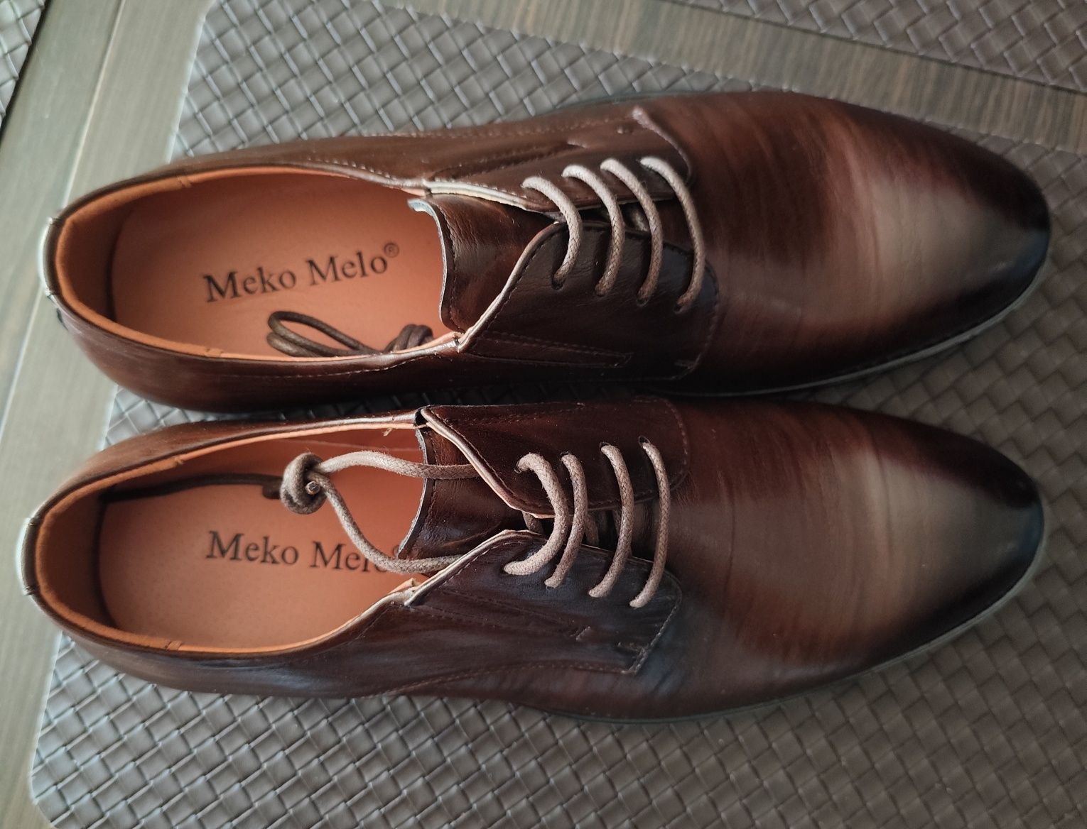 Buty męskie eleganckie wizytowe brązowe 42 cieniowane