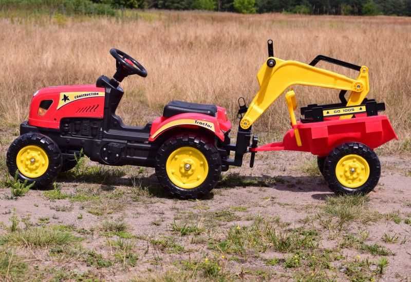 BAWIBUS.PL auto TRAKTOR NA PEDAŁY z przyczepą koparka dla dzieci autko