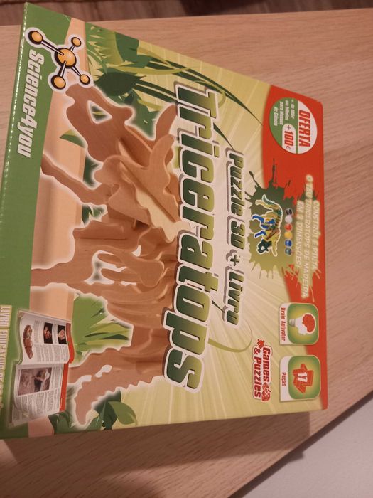 Puzzle 3 D Triceratops - 17 peças - Novo
