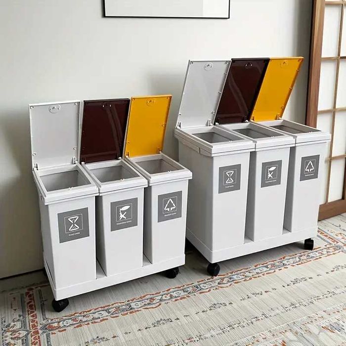 Caixote Separador Lixo Reciclagem Lixeira com Rodas - NOVO