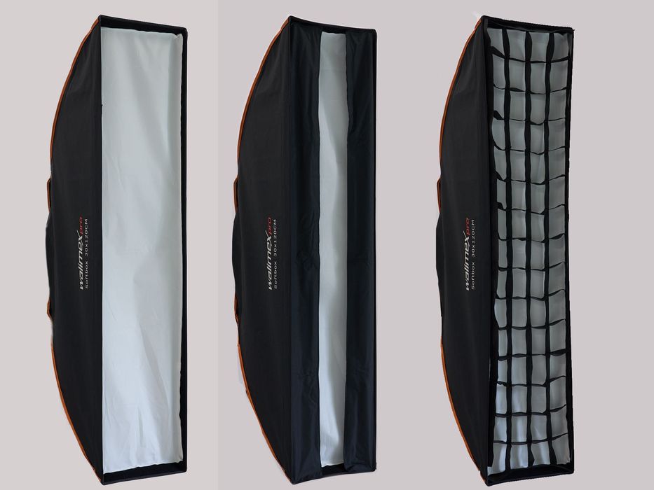 2 Softbox Walimex Pro 30x120 cm Bowens + extras
