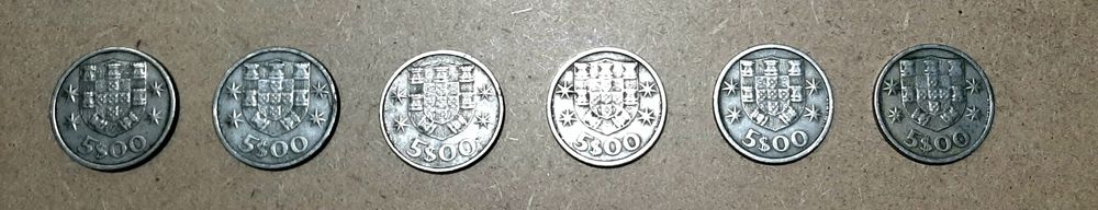 Moeda de 5$00 PT Ano 1965, 1967, 1968 e 1986