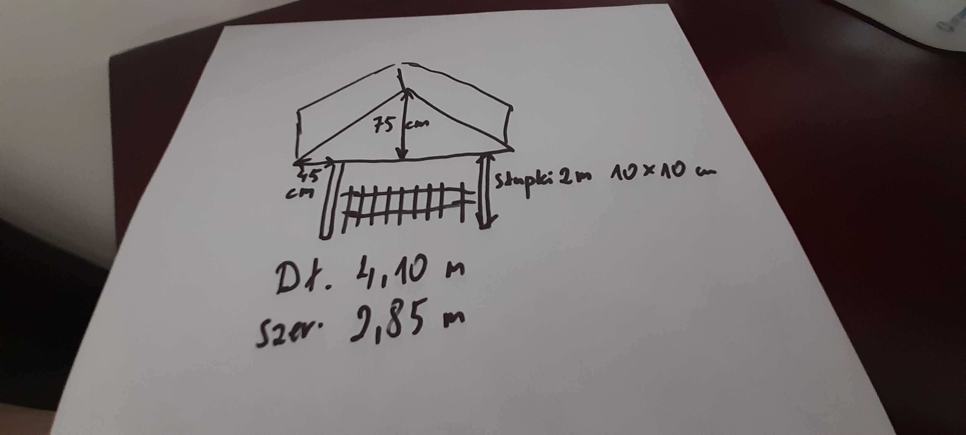 Altanka,altana drewniana 4,10 m x 2,85 m pokr, blachodachówka modułowa