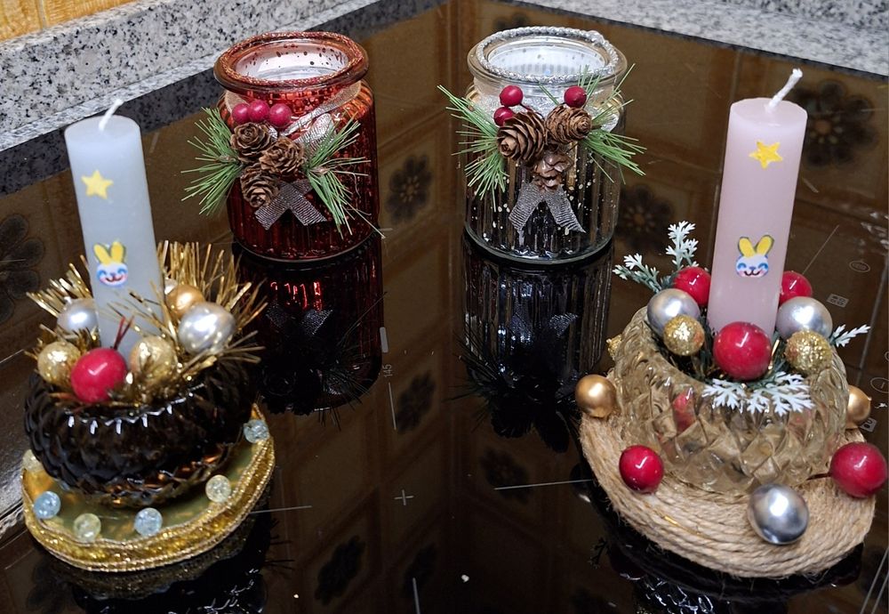 Velas de centro mesa de Natal