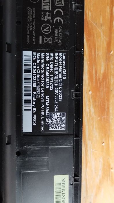Lenovo G510 model name 20238 uruchamia się ale są uszkodzenia