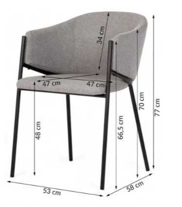 zz566 Krzeslo z podlokietnikami do salonu Skorno szare nowoczesne