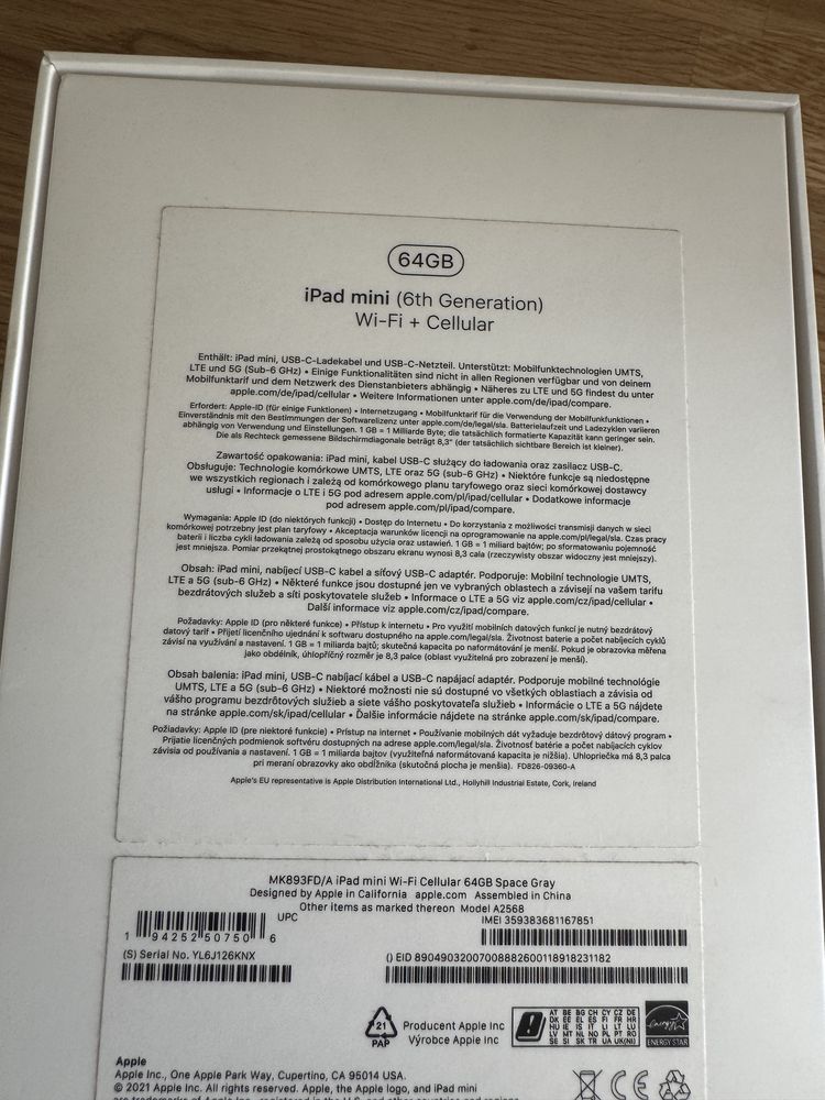 Apple iPad Mini 6 8,3 64GB WI-FI + Cellular SPACE GRAY