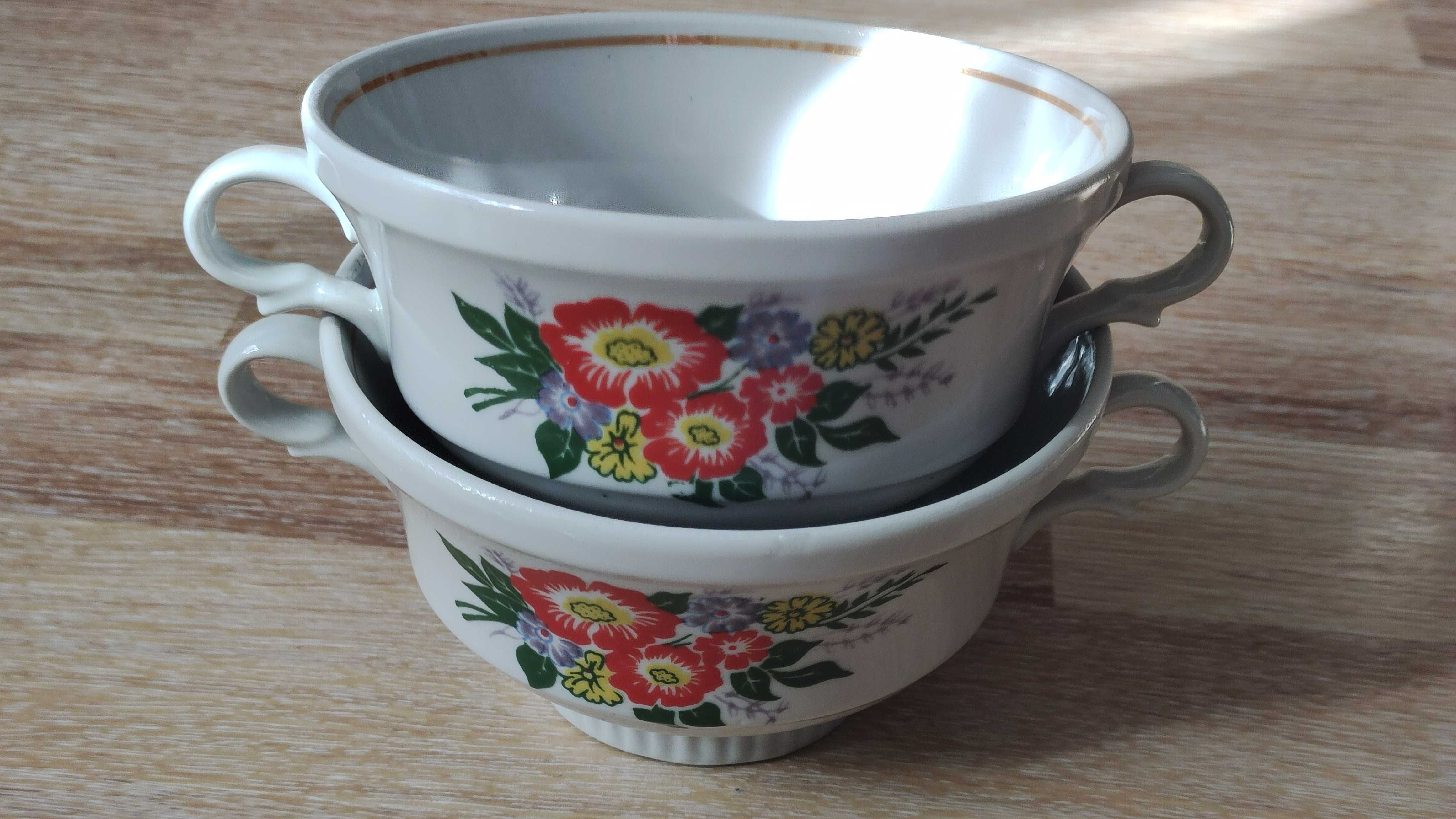 Фарфоровая Бульонница чашка для супа тарелка с ручками Полонне (пара)