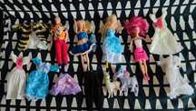 Lalki Barbie + Ken + zwierzaki + ubrania, duże 30 cm BDB