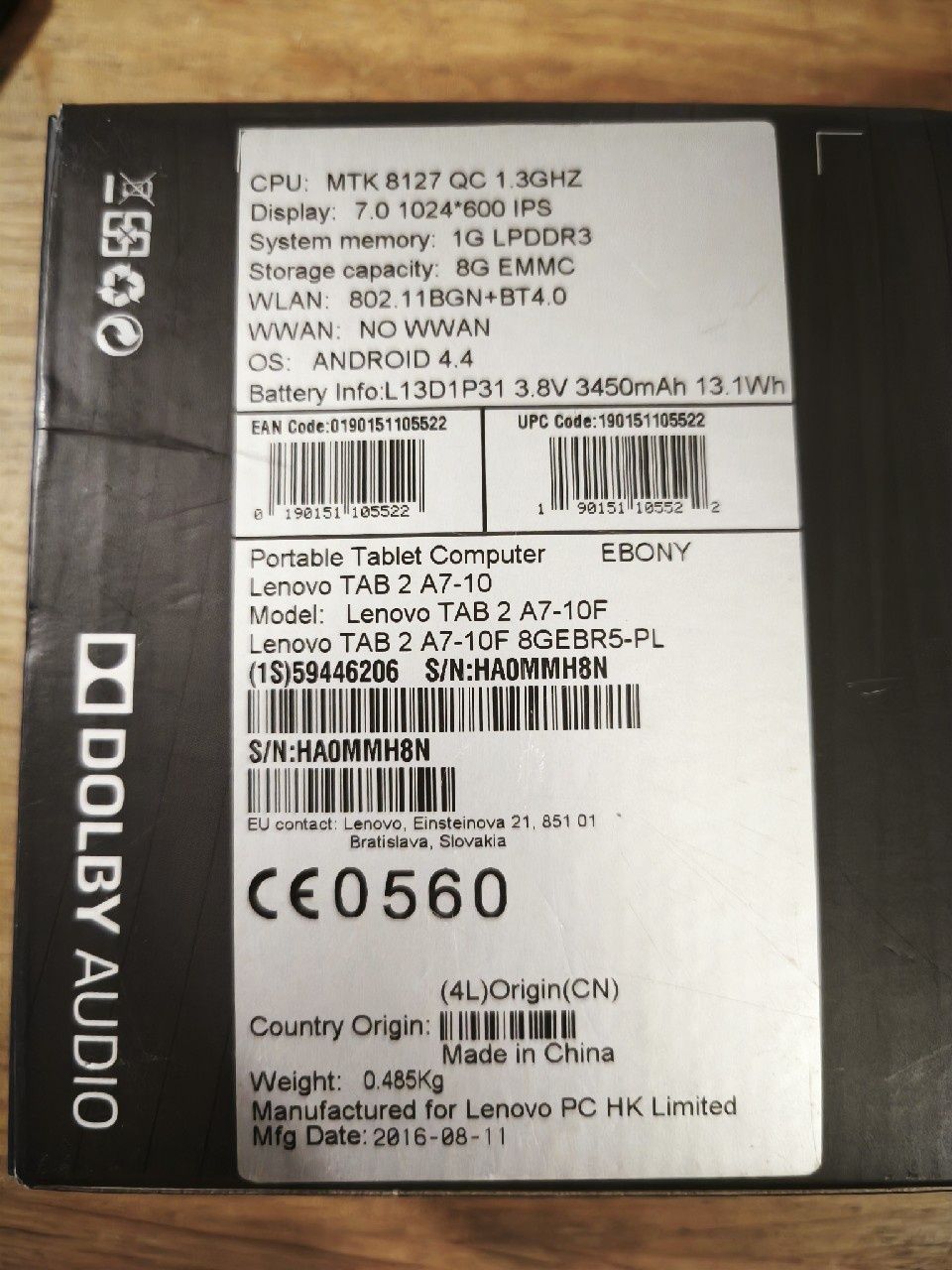 Lenovo Tab2 A7-10F