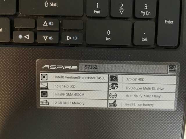 ACER Aspire 5736Z z zasilaczem, jak nowy