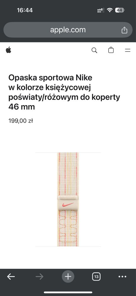 Opaska sportowa original Apple Watch Nike do koperty 44 lub 46 mm