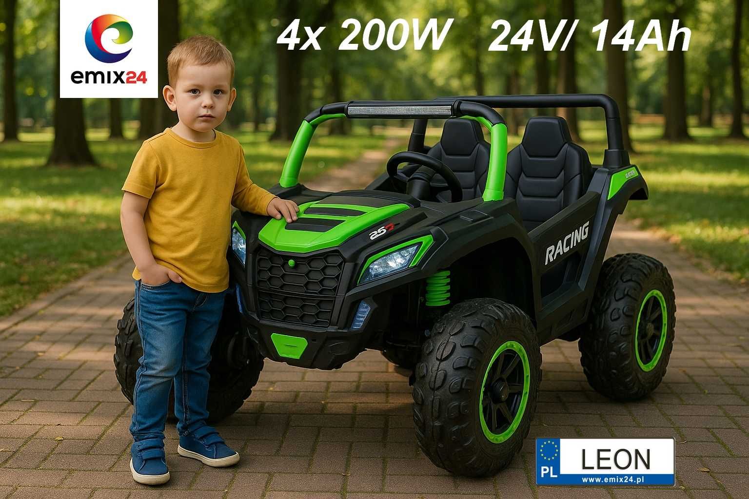 Duży Buggy ATV 24V/14Ah Racing Dwuosobowy 4x200W A032 Zielony