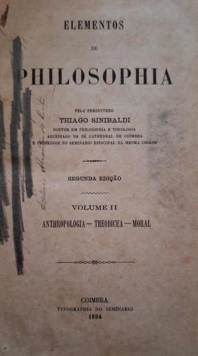 Elementos de Filosofia de 1894 - Por Thiago Sinibaldi RARO