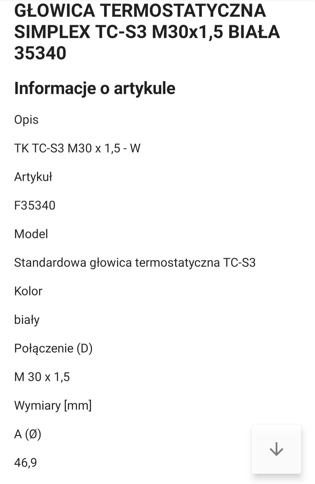 Głowica termostatyczna Simplex