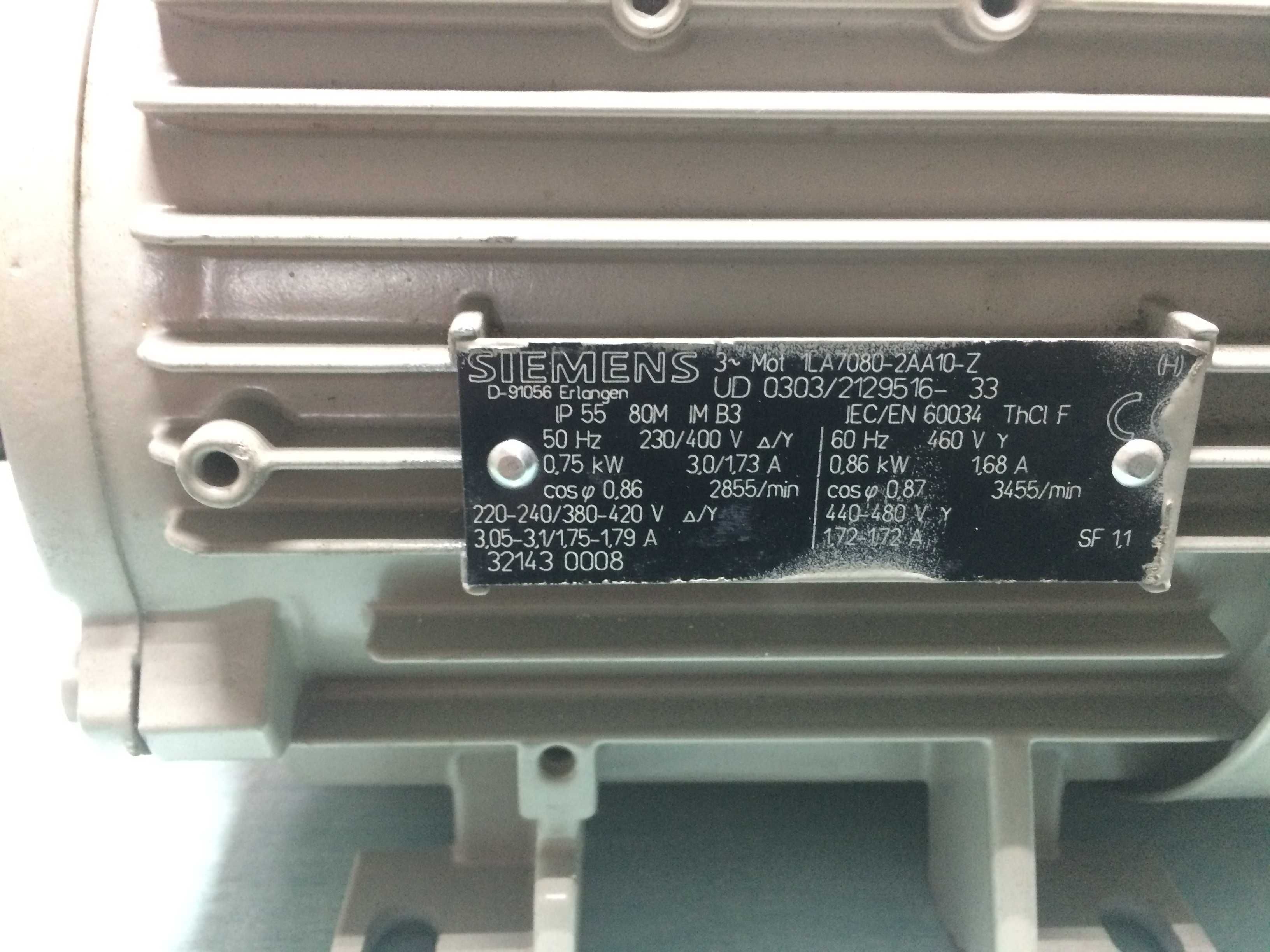 Электродвигатель Siemens 0.75 кВт 3000 об/мин | 1LA7080-2AA10-Z