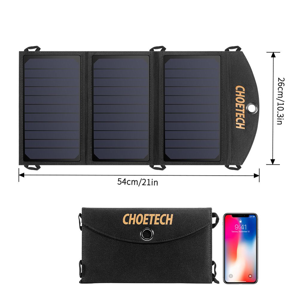 ładowarka solarna słoneczna usb składana 19w 2xusb czarna