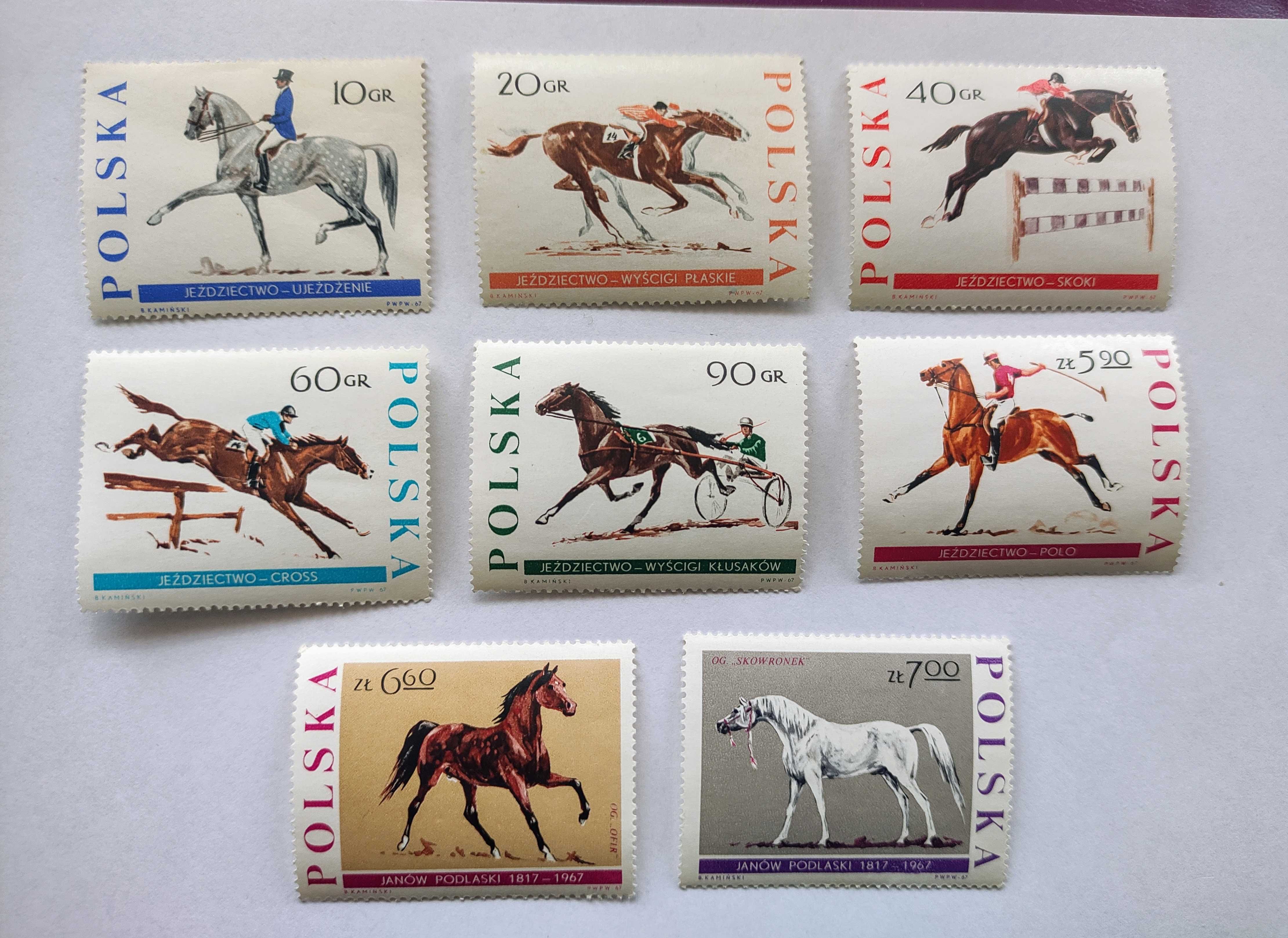 Znaczki pocztowe Polska 1967 JEŹDZIECTWO fi 1592/1599  (czyste **)