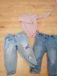 2x jeansy dziewczynka 86 plus body HM gratis